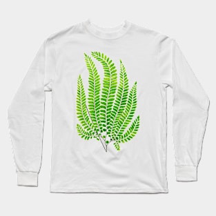 Rough maidenhair fern botanical illustration Long Sleeve T-Shirt